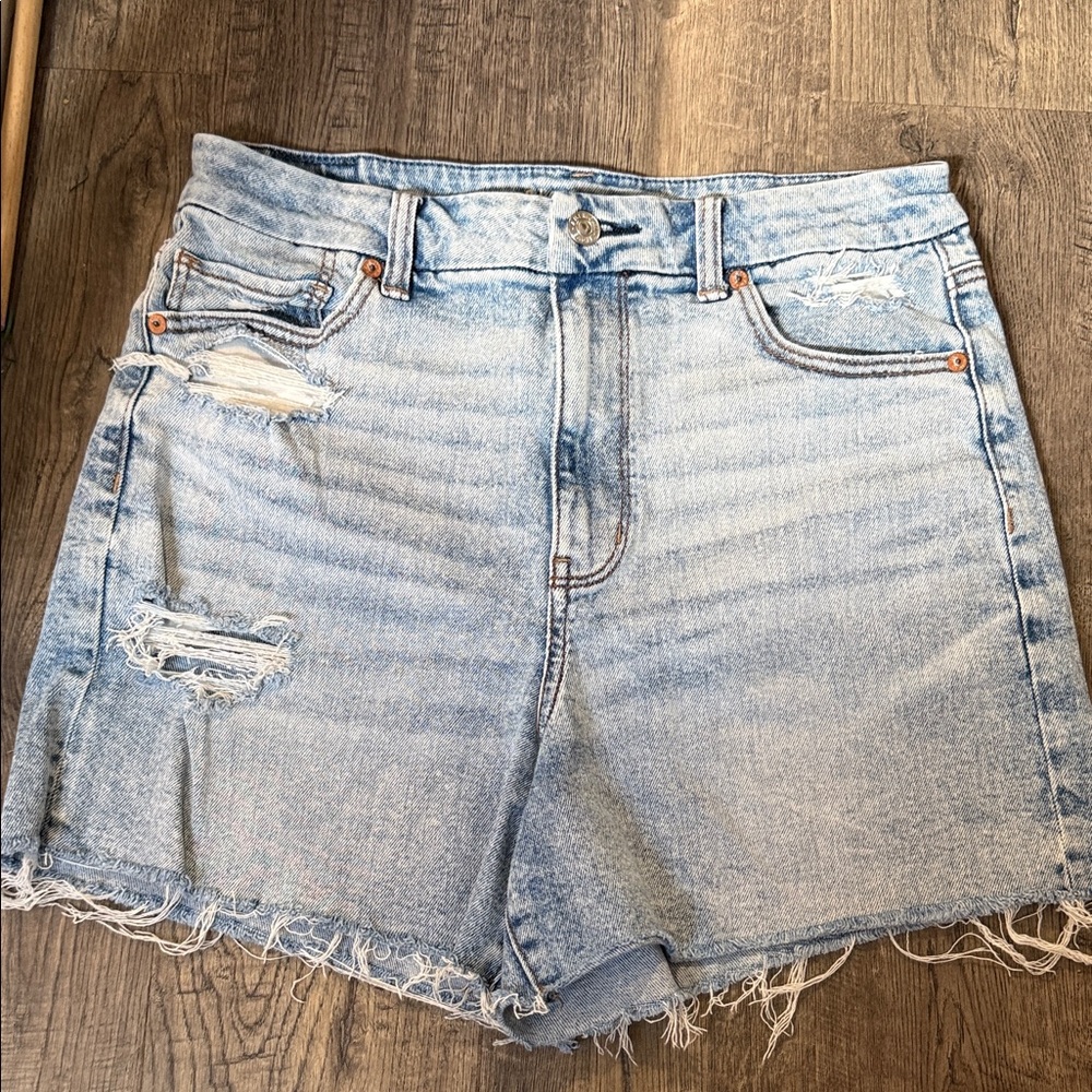 American Eagle Light Blue Distressed Jean Shorts